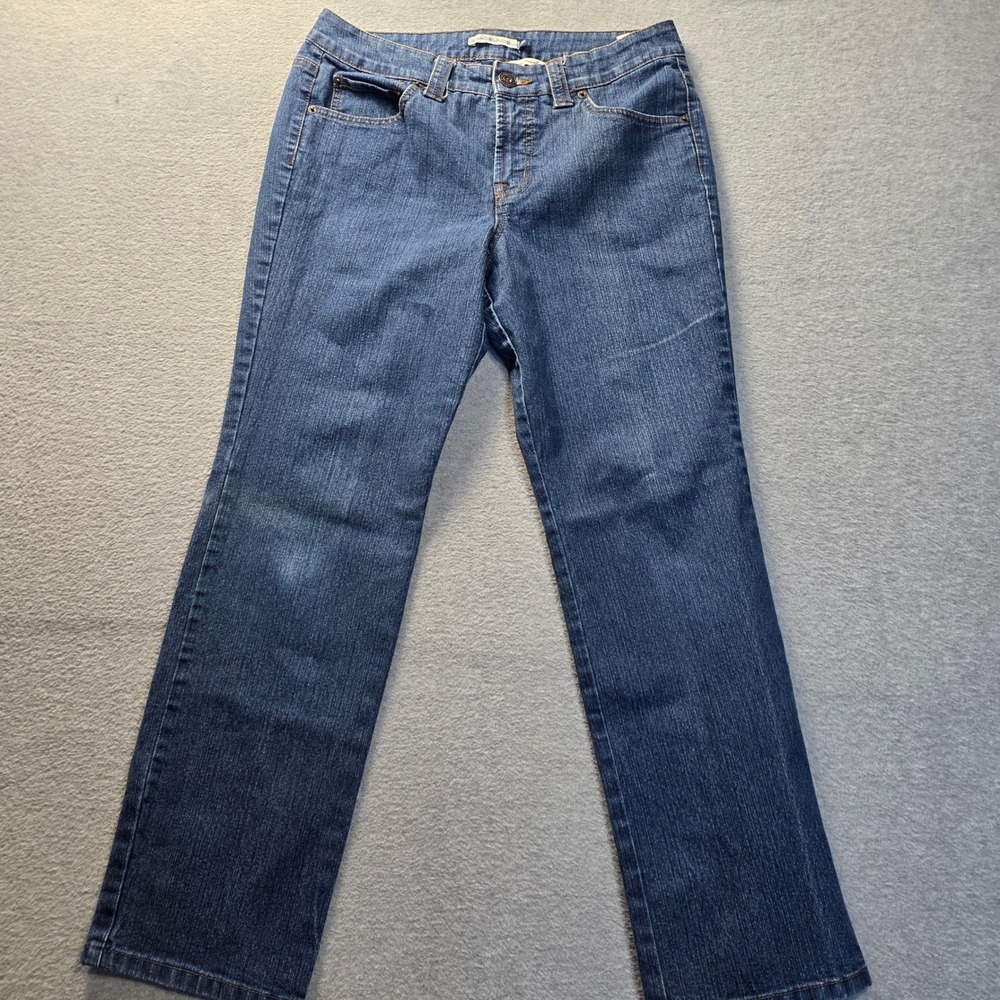 Bandolino Blu Mandie Straight Leg Jeans Womens 10P Medium Wash Stretch Mid Rise